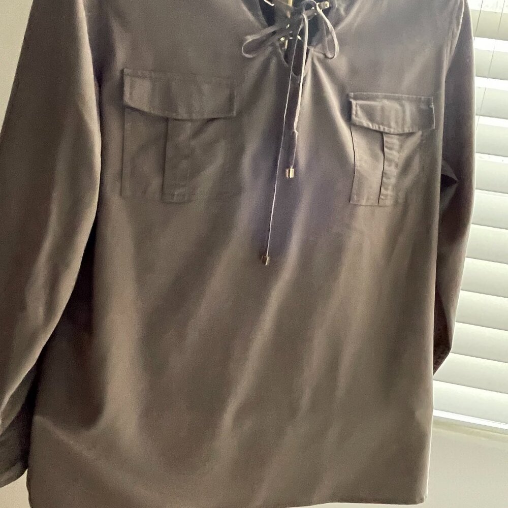 Womens Chico's Cocoa Lace Up Blouse - Size 2 (L)